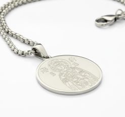 Alternative view of Greek Orthodox Two-Sided Virgin Mary & IC XC Cross Pendant Necklace – White Gold Plated Stainless Steel
