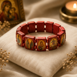 Greek Orthodox Saints Wooden Icon Bracelet – Stretch Religious Bracelet